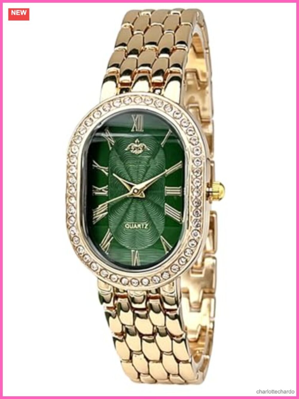 Women's Gold Roman Numeral Dial Watch Adjustable Strap 30M Water Resistant